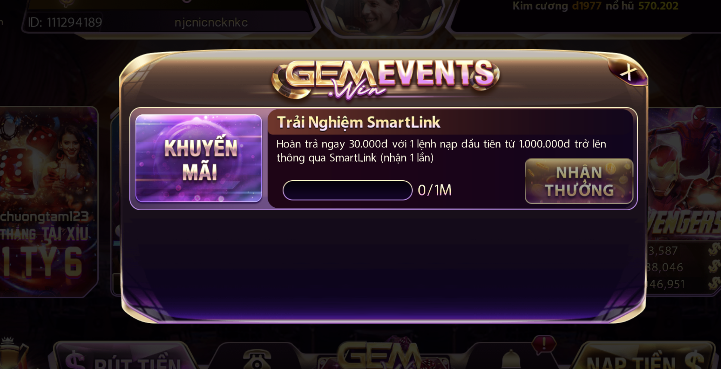 Nhiều sự kiện tại Gem win