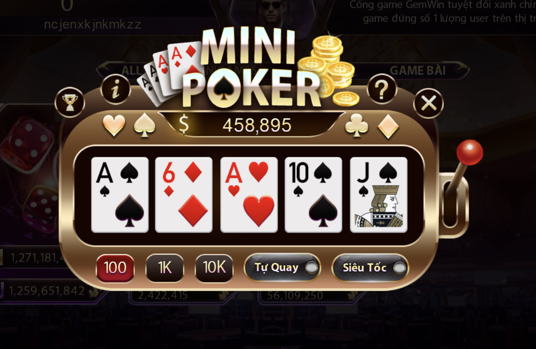 Thủ thuật phá đảo Mini poker tại link tai gemwin