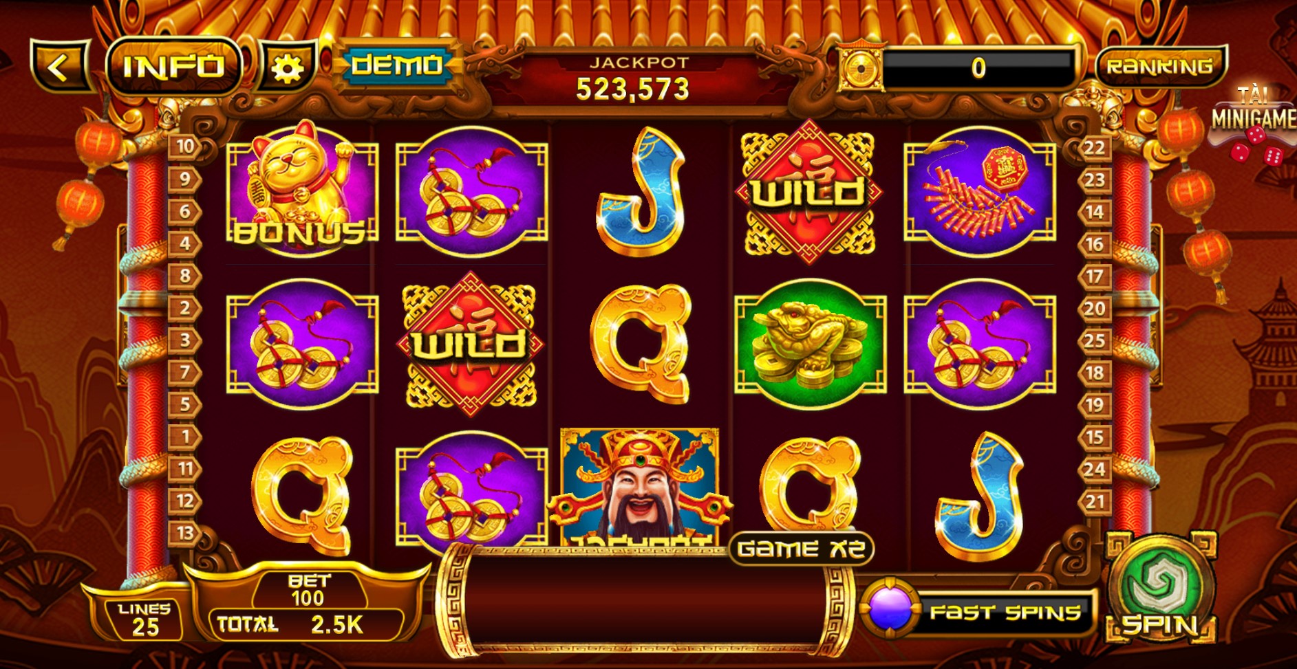 Luật chơi game slot Thần Tài tại Gemwin